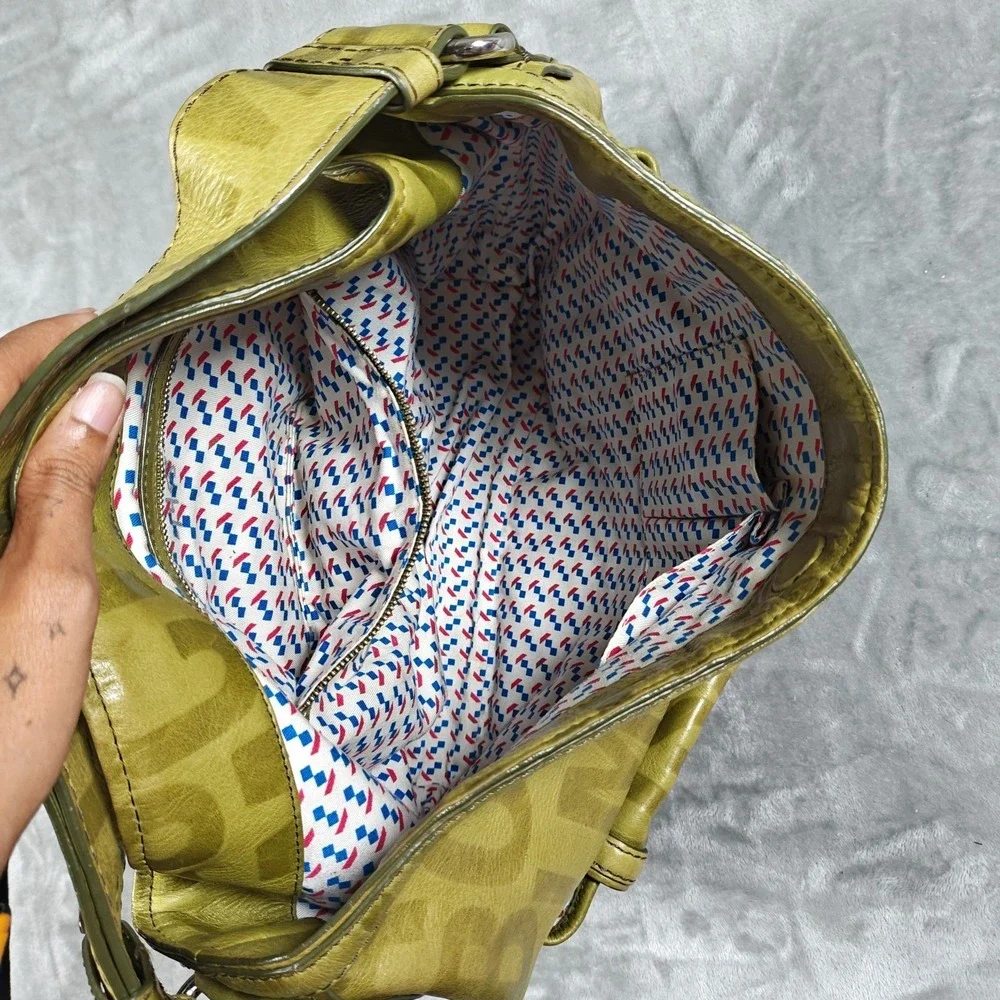 Marc by Marc Jacobs Hobo Bag Womens Large Green Leather Monogram Y2K Shoulder